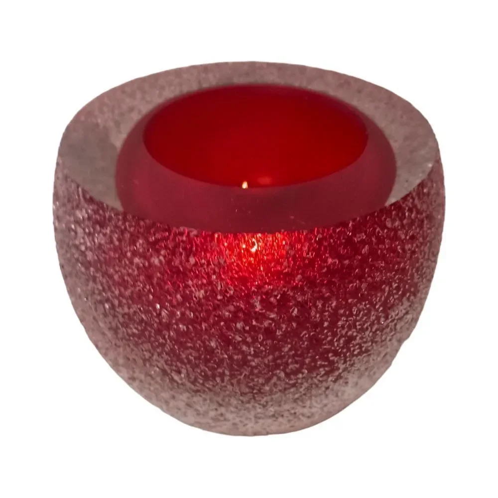 Fifth Ave Crystal‎ Candle Holder Geode Sugar Textured Red Tealight Votive GOTH.
